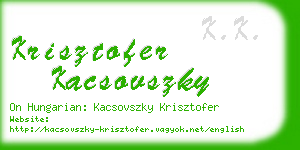 krisztofer kacsovszky business card